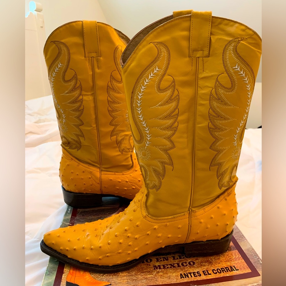 Jhon Davis, Yellow Ostrich Boots, Men’s Size 12